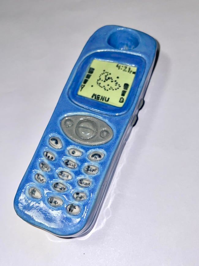 Blue Ceramic Phone Pipe