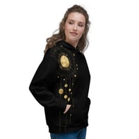 Image 2 of Black and Gold Celestial Astrology Inspired Suns and Moon Geometric Unisex Hoodie