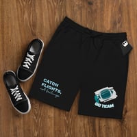 Image 1 of Catch Flights, Not Feelings Graphic Woven Drawstring Shorts