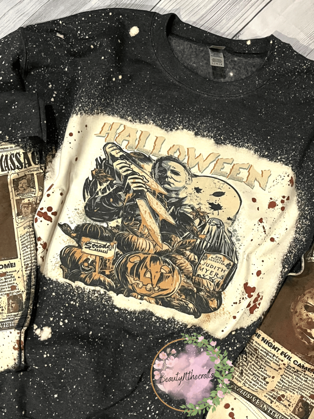 Image of Halloween Michael Myers Bleached Crewneck 