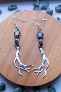 Image 4 of Opal & Turquoise Antler Earrings 