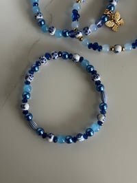 Image 5 of Cherish Blue and White Tumbler Bracelet Stack
