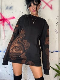 Image 3 of “BONED” CUSTOM BLEACH PAINTED PULLOVER SWEATER XL