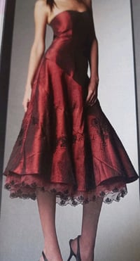 Image 3 of Y2K Red Prom Dress, Beaded, Party, Evening, Nicholas Millington, UK Size 8