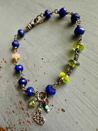 Image 4 of lapis and peridot charm bracelet