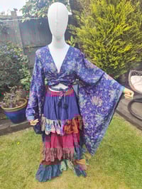 Image 3 of Stevie sari top-upto size 8-16 navy and jade