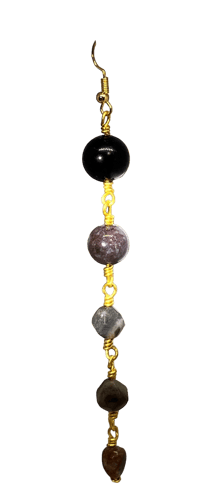 Image 2 of Mystic Amazon | Obsidian, amazonite, rutilated quartz, Healing crystal dangling earrings 