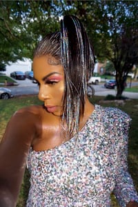 Image 4 of METALLIC SILVER DIAMOND WIG! SILVER HAND CRAFTED 360 LACE WIG!