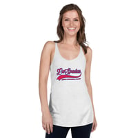 Laspada's Blue and Red on White Women's Racerback Tank