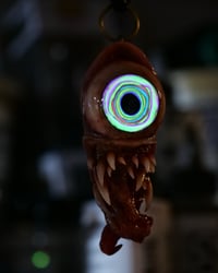 Image 5 of Color Burst Twisted tongue pendant, OOAK green purple orange blue Glow