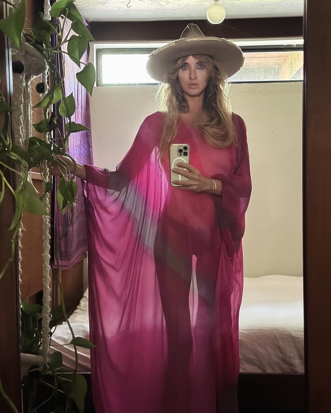 late 1960s tissue silk hand dyed art caftan