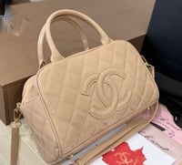 Tan cc patent leather bag