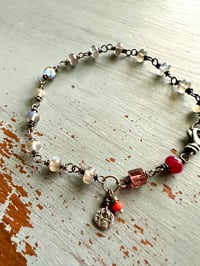 Image 1 of labradorite tourmaline and ruby charm bracelet