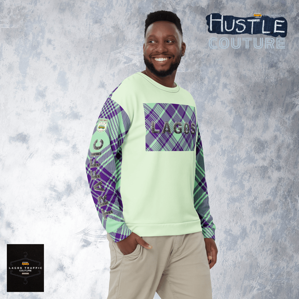 HUSTLE COUTURE SIGNATURE SWEATSHIRT (SILVER-TEAL)