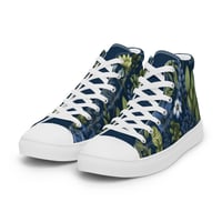 Image 11 of Art Nouveau Inspired Blue Boho Floral Sketch Women’s high top canvas shoes