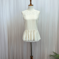 Image 3 of REBECCA TAYLOR silk beige lace sleeveless peplum top