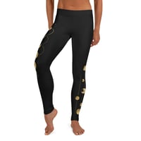 Image 2 of Black and Gold Lunar Inspired Celestial Leggings