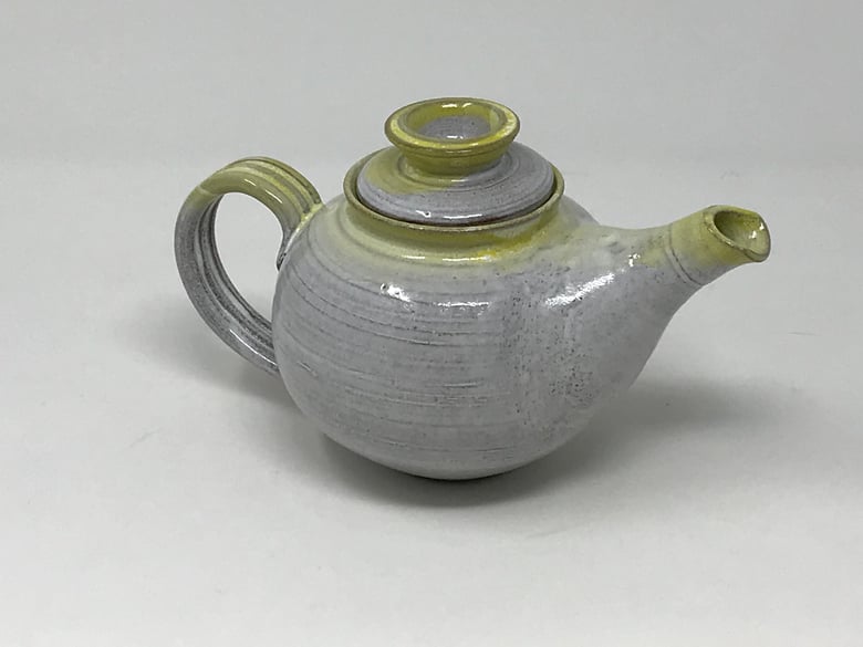 Image of Yellow and White Glazed Small Tea Pot
