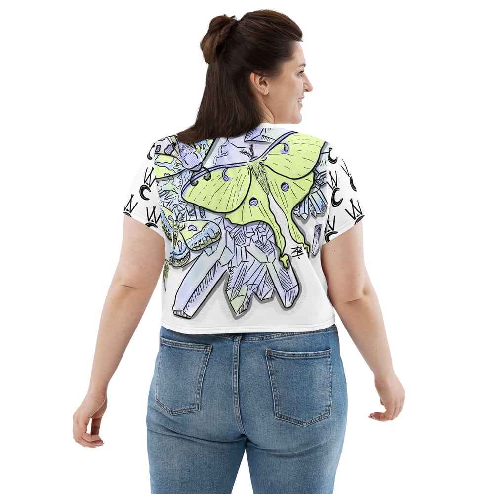 Crystal Moon Moth Print Crop Tee