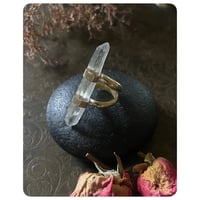 Image 1 of Double Terminated Quartz Solid Brass Ring 