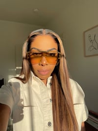 Image 5 of 13x6 Warm Chestnut Brown WIG with Blonde Highlights and NEW LAGOS HAIRLINE