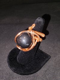 Image 2 of Adjustable Shungite Sphere Ring #2 Karelia, Russia