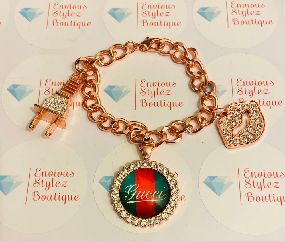 Image of Rose gold designer inspired gucci chain link bracelet 