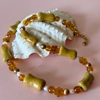 Image 4 of Mustard Bones and Flowers One of a Kind Necklace