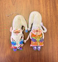 Image 2 of Handpainted Fabric Gnomes or Mushrooms