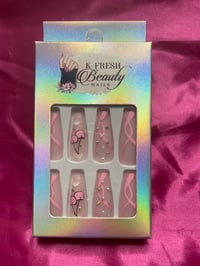 Image 1 of Nails - Long (Pink Bling Design)