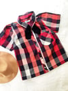 Ready made Size 8 Red & Black Check Bow Shirt with Free Postage 