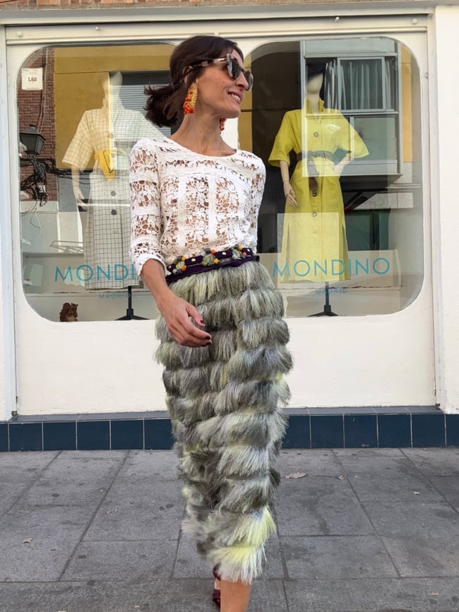 GREEN SAGE FRINGES SKIRT