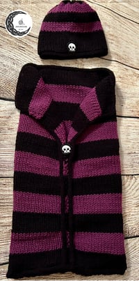 Image 2 of Baby Sleeping Bag & Hat, Goth Design, Goth Baby, Cute Skulls, Handmade.  