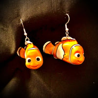 Image 1 of “Hi! I’m Nemo!” UPcycled toy earrings!