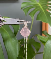 Image 1 of Silver Rose Quartz Diamond Crystal Necklace 