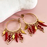 Image 1 of One of a Kind Earrings - Red Lightning Bolts