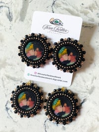Image 1 of Black & Gold Sailor Moon & Tuxedo Mask Earrings (Dangly or Studs)