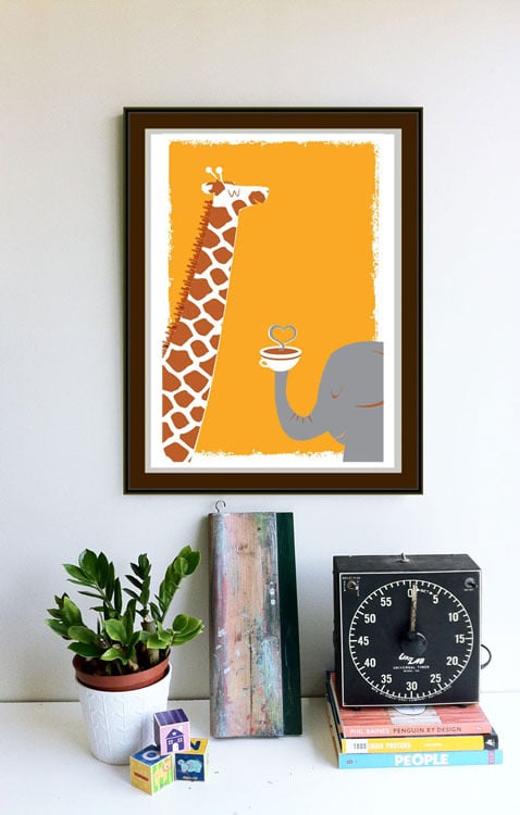 Coffee Thee And Me Silkscreen Art Print Strawberryluna