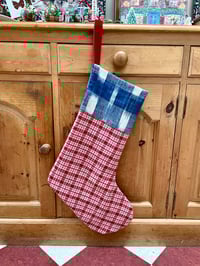 Image 12 of Vintage French Gingham & Ikat Stocking