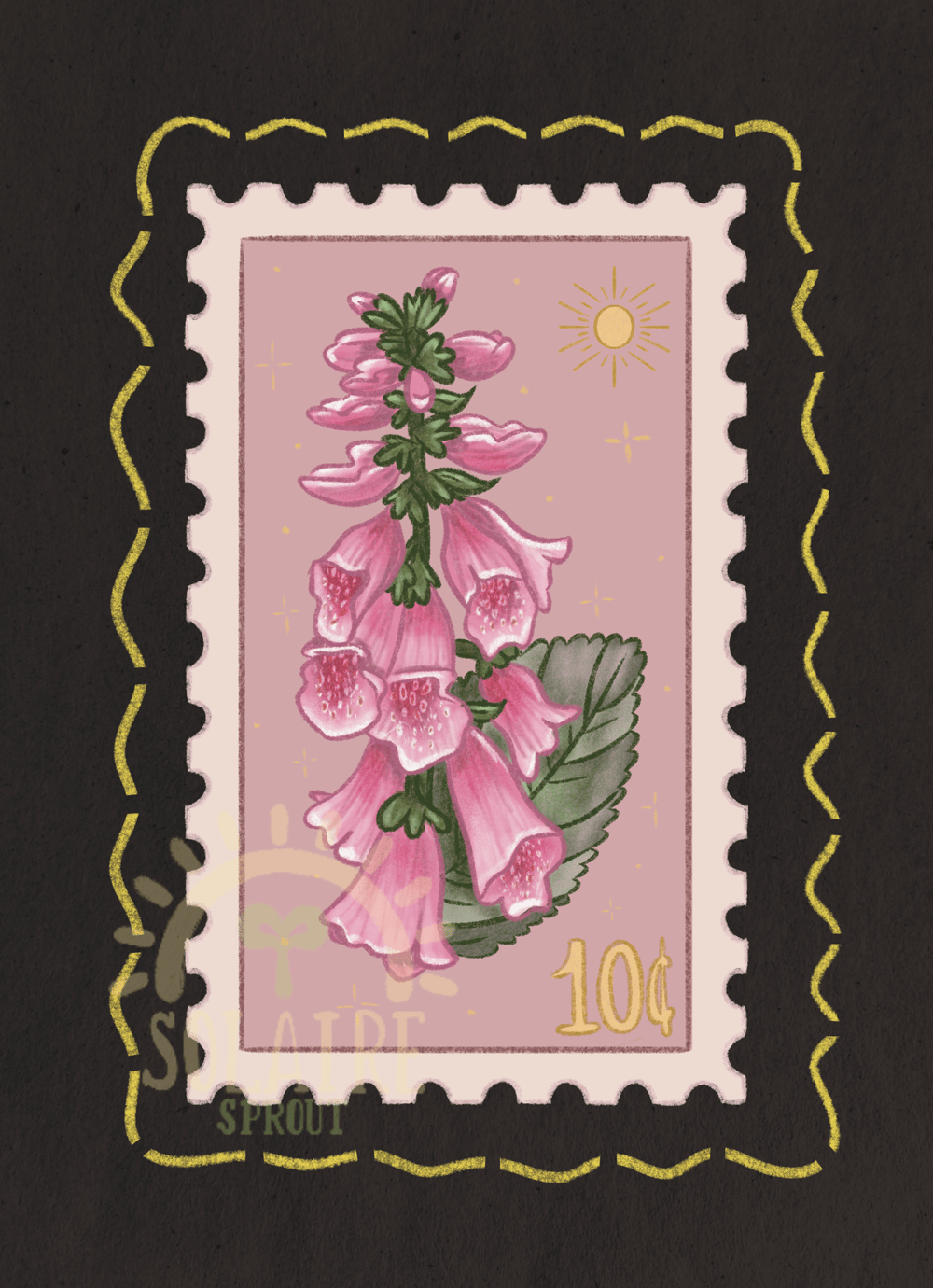 Image of Foxglove Stamp Wooden Pin