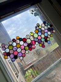 Image 1 of Specialty Art Glass Honeycomb Suncatcher Featuring Fremont, Lamberts, Wissmach & Bullseye Glass