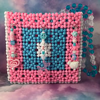 Image 1 of Pink Blue Beaded Kandi Decora Purse Bag