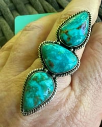 Image 2 of Turquoise Trilogy adjustable statement ring