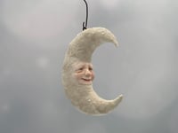 Image 4 of Spun Cotton Crescent Moon Ornament, Small