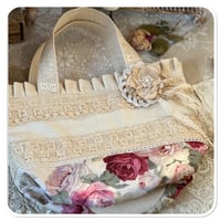 Image 4 of Antique Style Rose and vintage french lace Bucket bag 