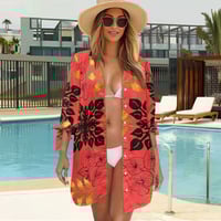 Image 3 of Women's Button Up 3/4 Sleeve Anthurium Shirt