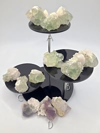 Image 2 of Set of 3 Octahedral YGX Fluorite & Candle Quartz with 9" Display - 4 Styles