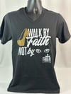 Walk By Faith Not By Sight - Gold Ladies V-Neck T-Shirt