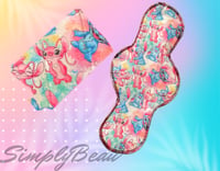 Image 3 of Pink & Blue Stitch Reusable Pad With Wrapper