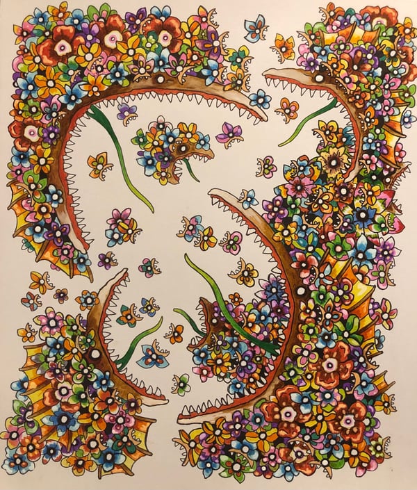 Image of We Are More Plant Than We Realize original 14x12 acrylic and ink on paper